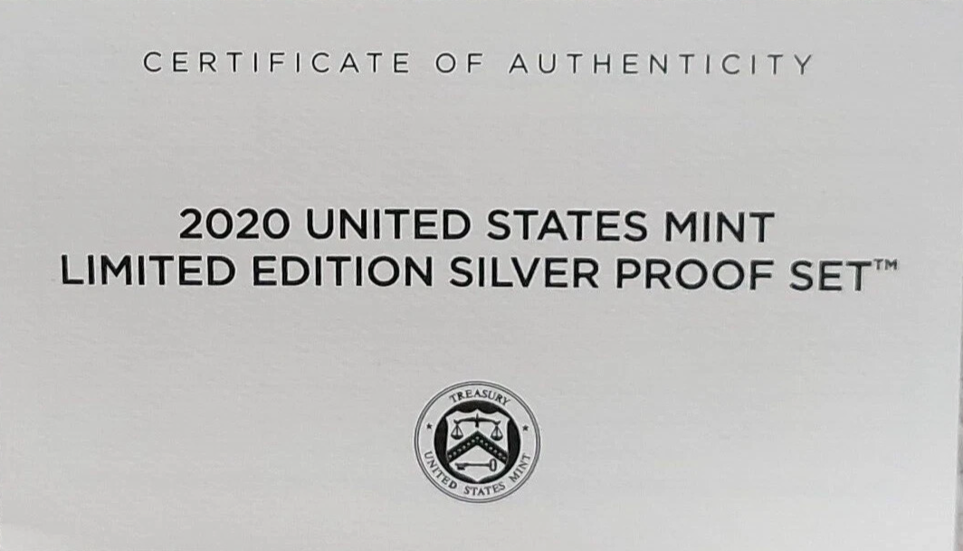 2020-S Silver Proof US Mint Limited Edition 8 Coin Set with Original Box & COA