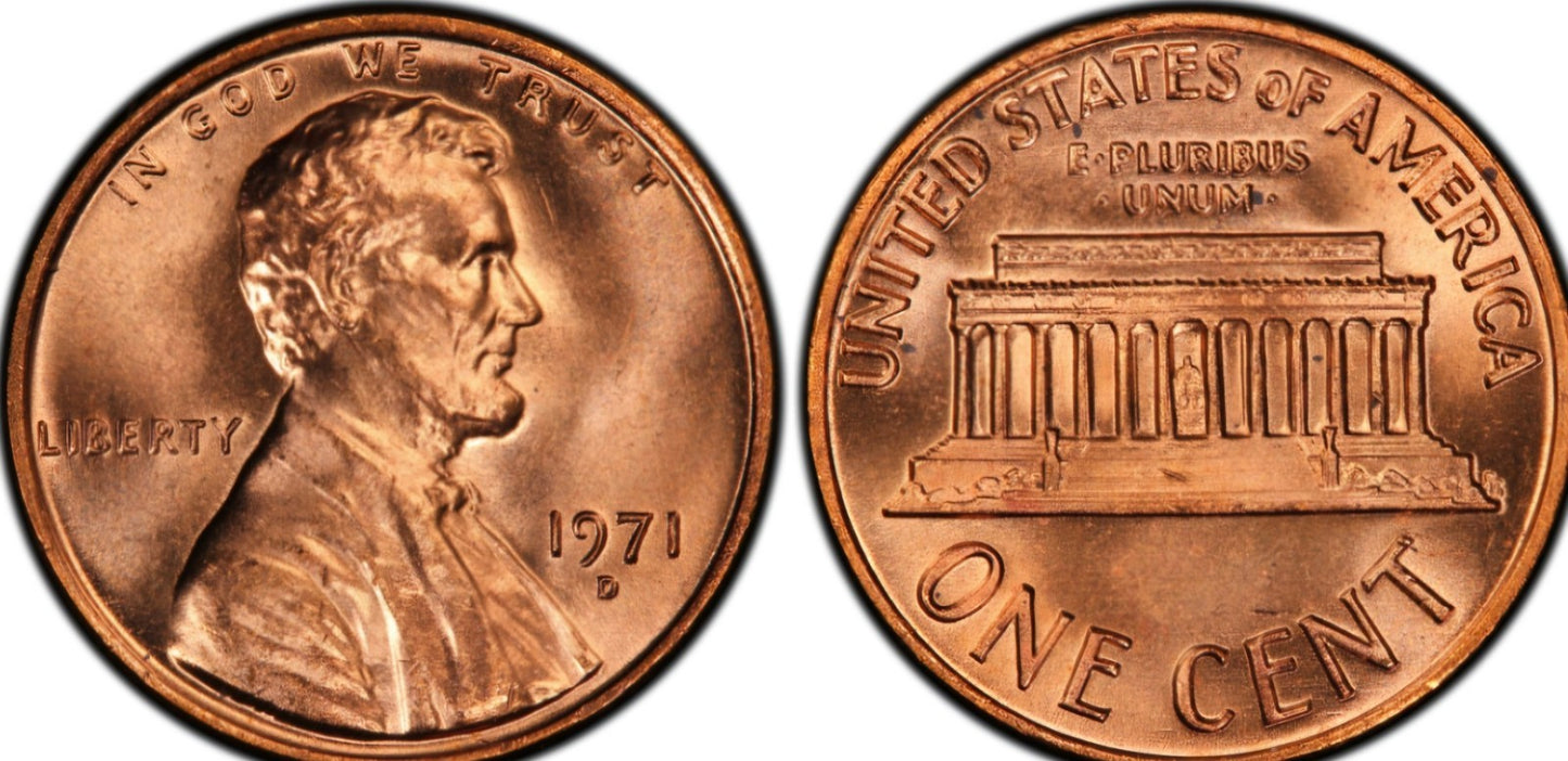 1971 D Lincoln Memorial BU Brilliant Uncirculated 1C From 🔥OBW Bank Roll🔥