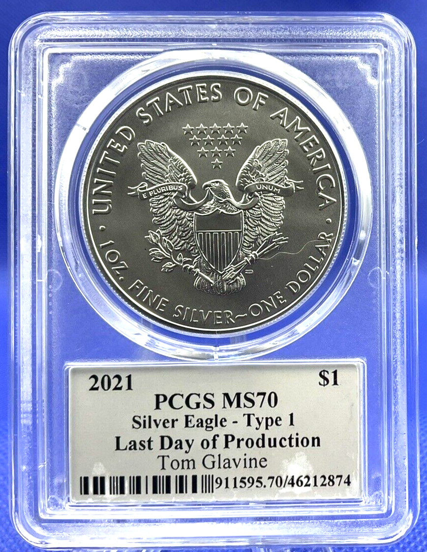 TOM GLAVINE  ✅ 2021 Silver Eagle T-1 PCGS MS70  Last Day - Legends of Life ✅