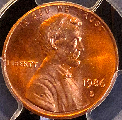 1986 Lincoln Cent PCGS Graded a Very High MS67 BRILLIANT RED