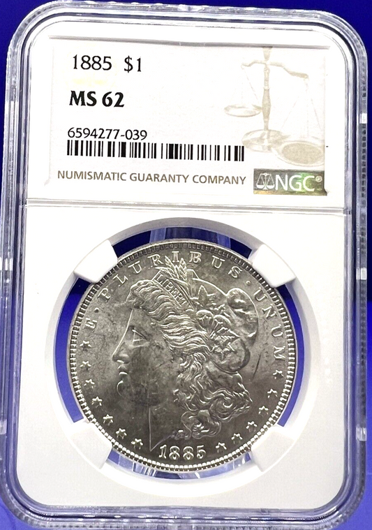 1885 Morgan Silver Dollar NGC MS62  Shiny Uncirculated $1 Coin