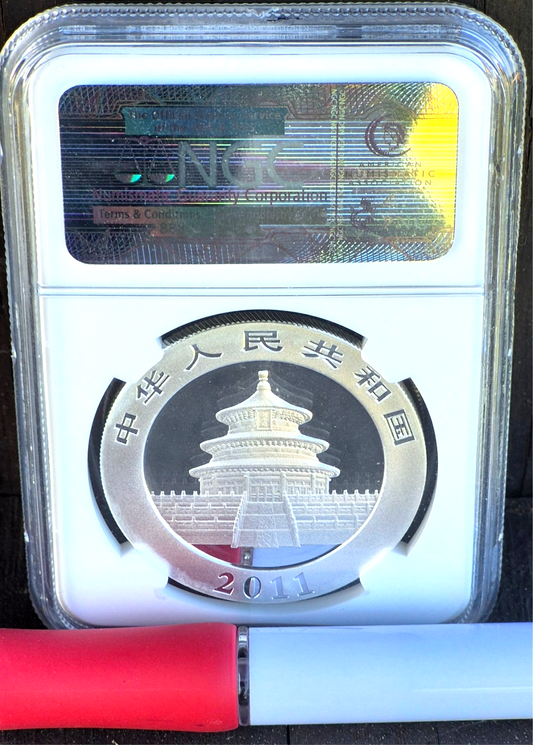 2011 China S 10Y Panda Early Releases NGC MS70 30, 1 Ounce Silver coin .999 fine
