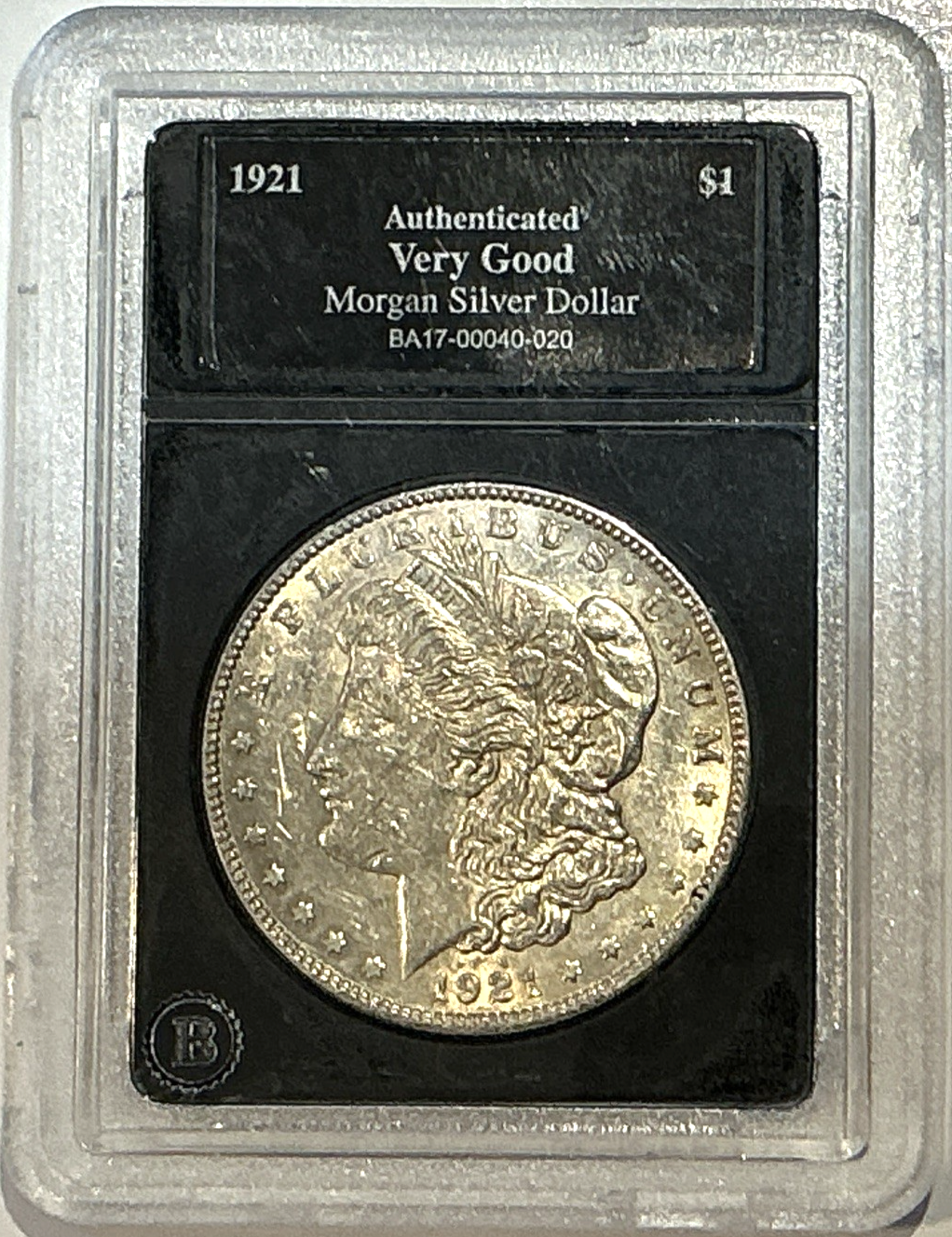 🔥1921 Morgan Silver Dollar 💎BA Authenticated💎 Very Good In Slab