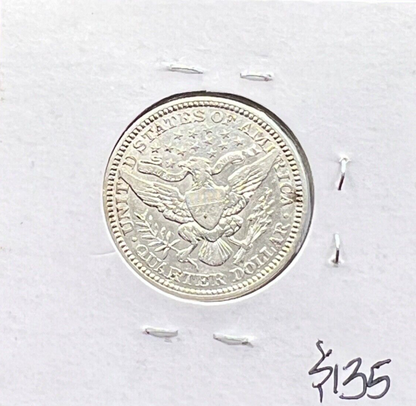 1915 Barber 90% Silver Quarter 25c Very Collectible Bright White Sharp Details