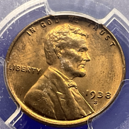 ✅ 1938-S PCGS MS64RD 1c Lincoln Wheat Cent  😎Sharp Strike Awesome Detail😎