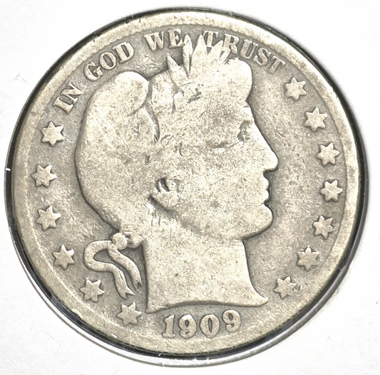 1909 S Barber Half Dollar 90% Silver 50C Very Good Condition Partial Motto