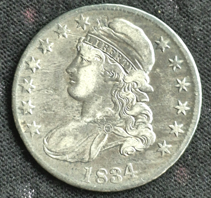 1834 Cap Bust Half Dollar Full Letter Edge Large Letter Large Date XF Features