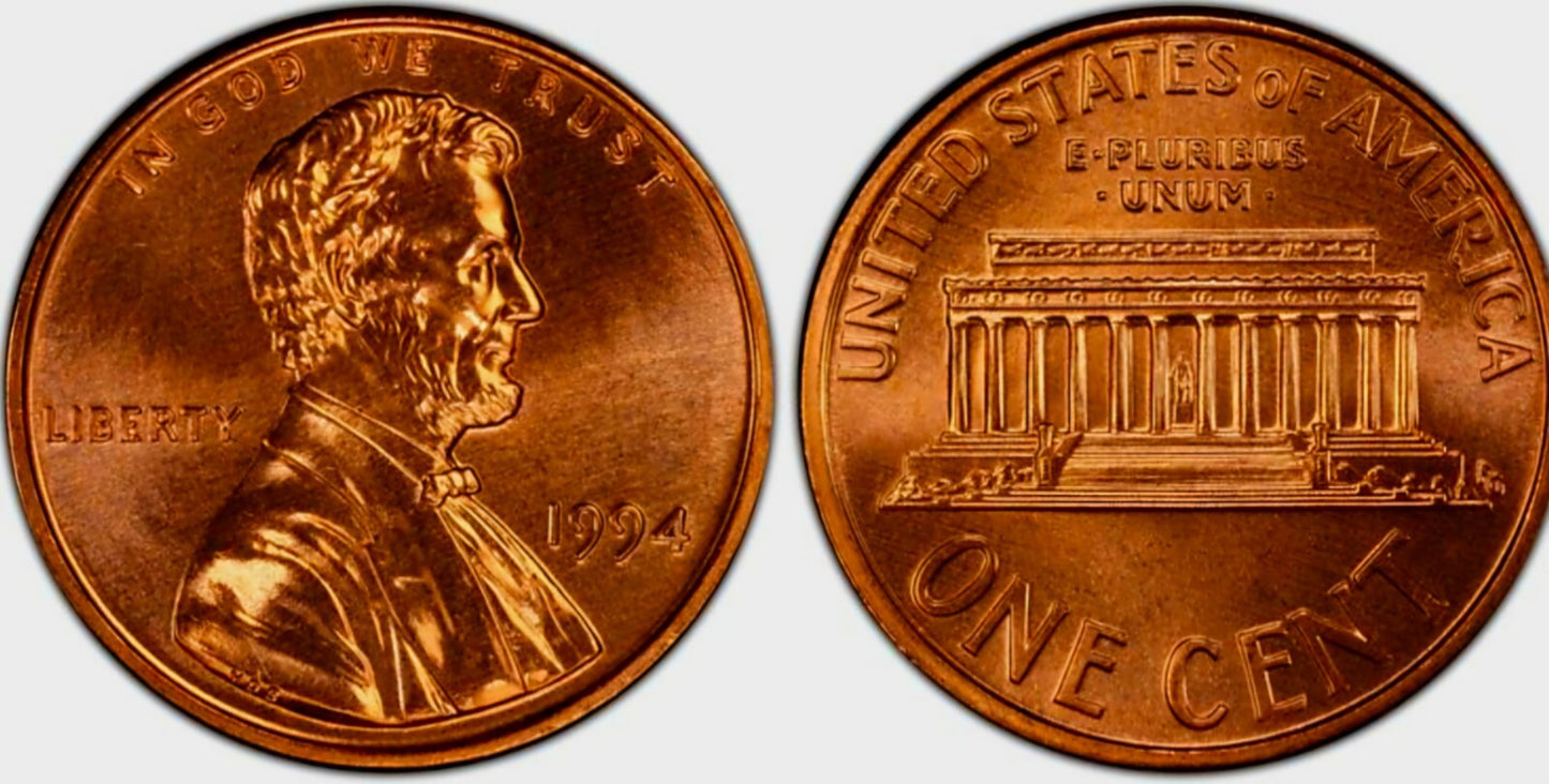 1994 P Lincoln Memorial BU Brilliant Uncirculated 1C From 🔥OBW Bank Roll🔥