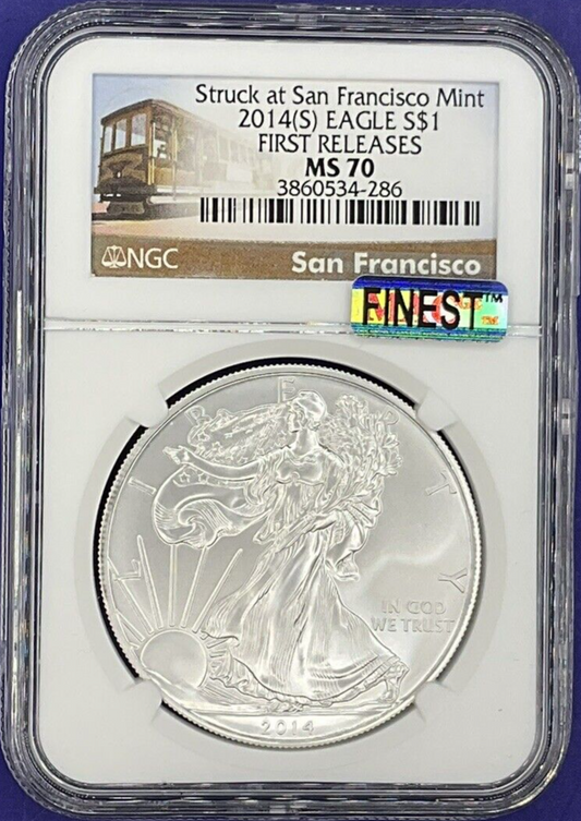 2014-(S) American Silver Eagle NGC MS70 FIRST RELEASES  MAC FINEST San Francisco