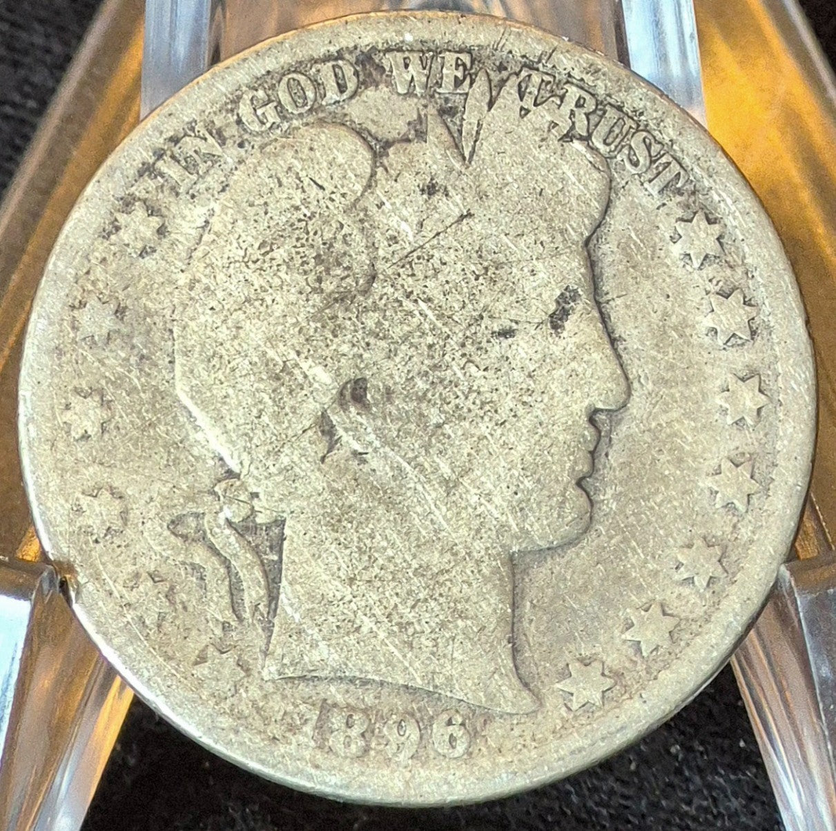 1896 New Orleans Barber Half Dollar 90% Silver 50C Good+ Partial Motto