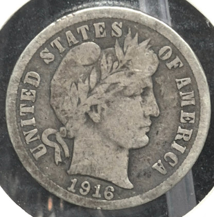 1916 P Barber Dime 🥈90% Silver🥈 Finer Detailed Circulated Condition LAST YEAR
