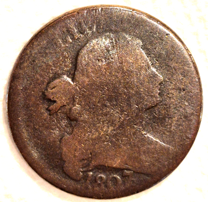 1807/6 1C BN Draped Bust Large Cent 🔥Rare🔥 Last Yr Lg Date Lg Fraction Pt One