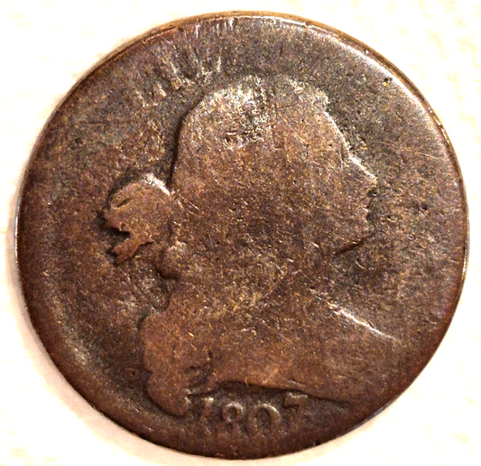 1807/6 1C BN Draped Bust Large Cent 🔥Rare🔥 Last Yr Lg Date Lg Fraction Pt One