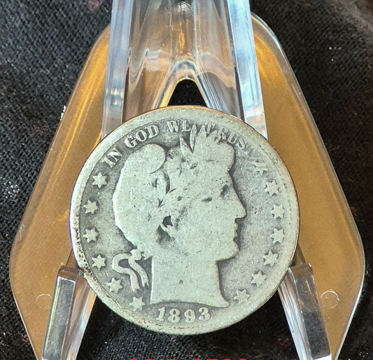 1893 New Orleans Barber Half Dollar 90% Silver 50C Very Good Partial Motto