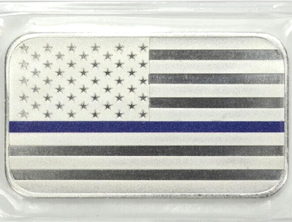 👮THIN BLUE LINE Protect Serve Integrity .999 Fine 1 Oz SILVER Bar We Got Your 6