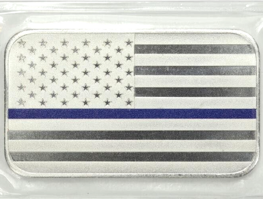 👮THIN BLUE LINE Protect Serve Integrity .999 Fine 1 Oz SILVER Bar We Got Your 6