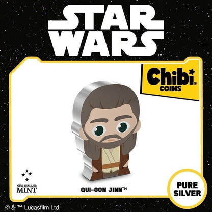 2023 Star Wars Qui-Gon Jinn 1oz Silver Colorized Chibi .999 Coin Lucas Films