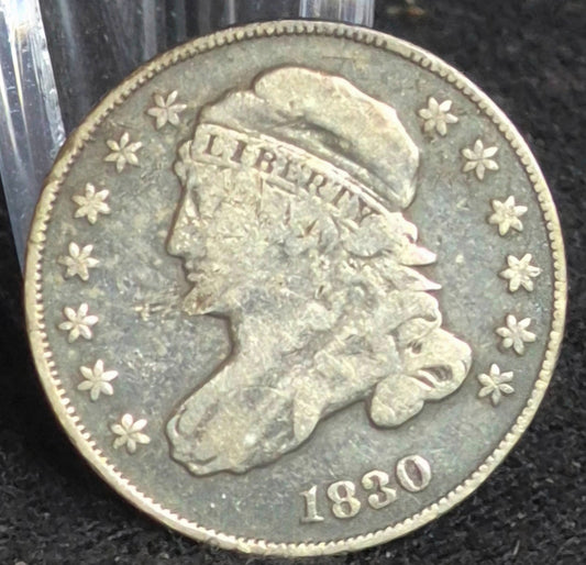 1830 Capped Bust Dime Fine 90% Silver Harder to Find Medium 10C Variety