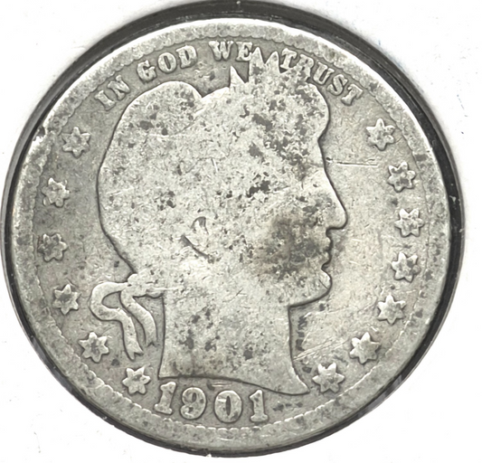 1901 Barber Silver Quarter 🥈90% SILVER 🥈 About Good or Less Condition