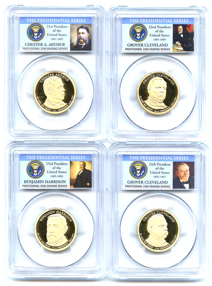 ✅ 2012 S Presidential Dollars 4 Coin Set PCGS PR69DCAM Arthur Cleveland Harrison