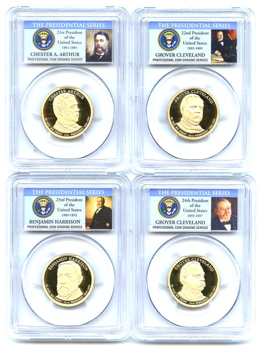 ✅ 2012 S Presidential Dollars 4 Coin Set PCGS PR69DCAM Arthur Cleveland Harrison
