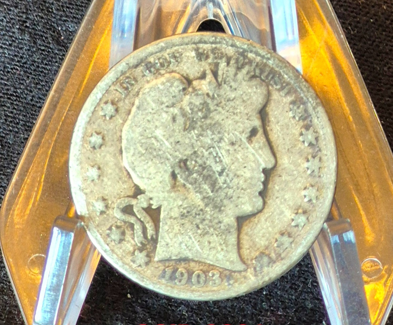 1903 San Francisco Barber Half Dollar 90% Silver 50C Good+ Partial Motto