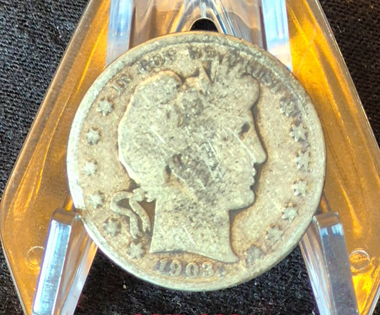 1903 San Francisco Barber Half Dollar 90% Silver 50C Good+ Partial Motto