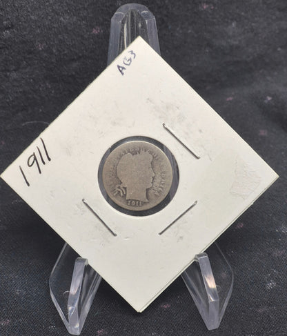 1911 P Barber Dime 🥈90% Silver🥈 About Good Detailed Circulated Condition