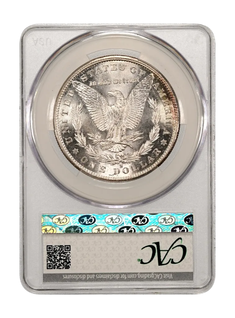 1880-S $1 CACG MS 64 + Morgan 90% Silver Dollar Some Pretty Rim Toning