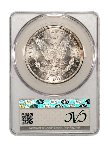 1880-S $1 CACG MS 64 + Morgan 90% Silver Dollar Some Pretty Rim Toning