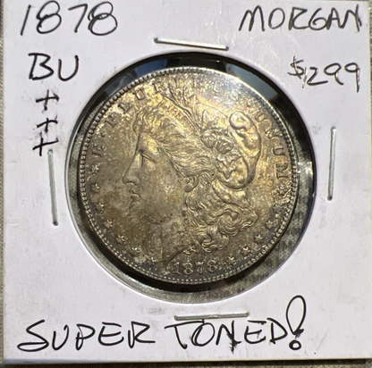 1878 FIRST YEAR Morgan $1 Dollar 90% Silver SUPER Toned Sharp INCREDIBLE Detail