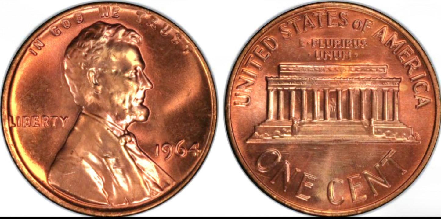 1964 P Lincoln Memorial BU Brilliant Uncirculated 1C From 🔥OBW Bank Roll🔥