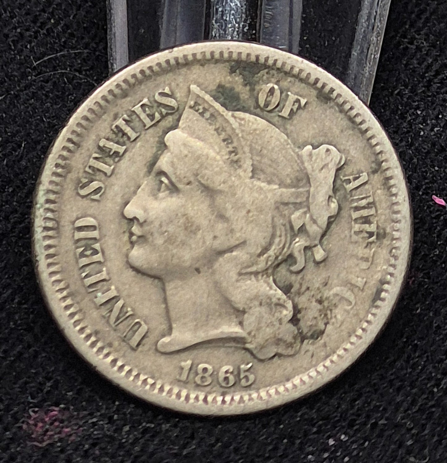 🔥 1865 Liberty Head Three Cent Nickel 3c Civil War Coin Rare Key Date VF