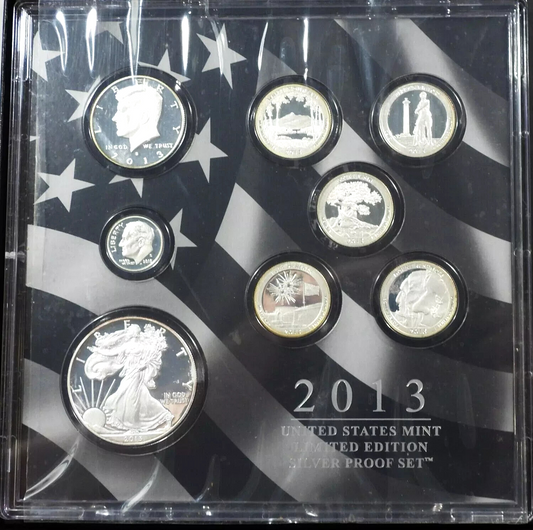 💥  2013 US Mint Limited Edition Silver Proof Set w/Box & COA OGP 8 Coins