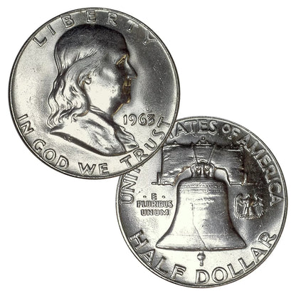 🔥 90% Silver Franklin Half Dollar BU Uncirculated 50c GEM Coin Random Selection