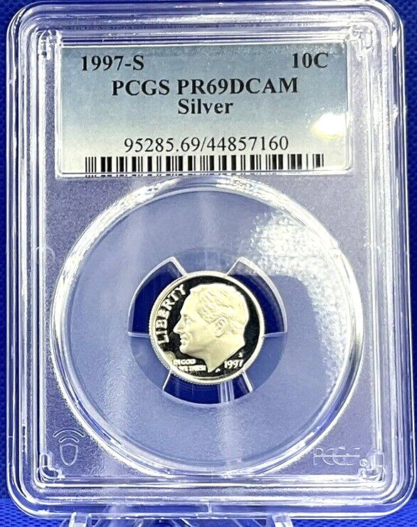 1997 S 10C Roosevelt Dime Proof ✅ PCGS  🔥  SILVER🔥  PR69 DCAM  ✅ Blue Label
