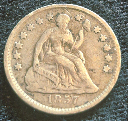 1857 Liberty Seated Half Dime 90% Silver Variety 2 Resumed Finer Details