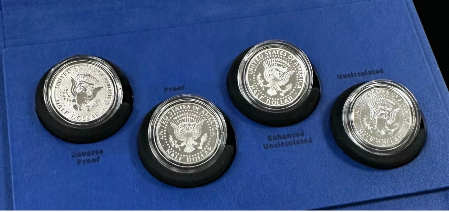 2014 50th Anniversary Kennedy Half Dollar Silver Coin Collection 4 Piece Set OGP