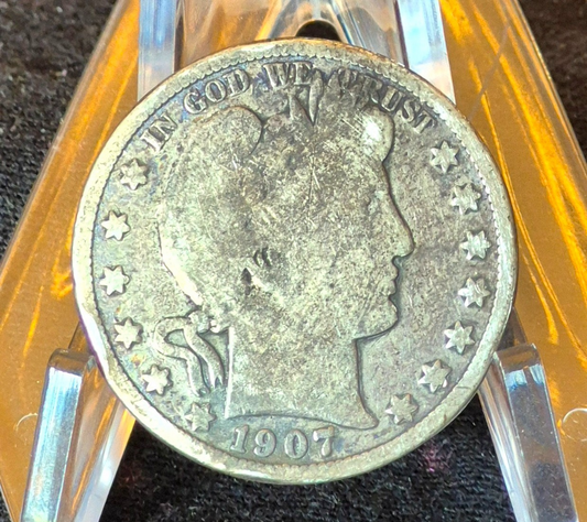 1907 San Francisco Barber Half Dollar 90% Silver 50C Good+ Partial Motto