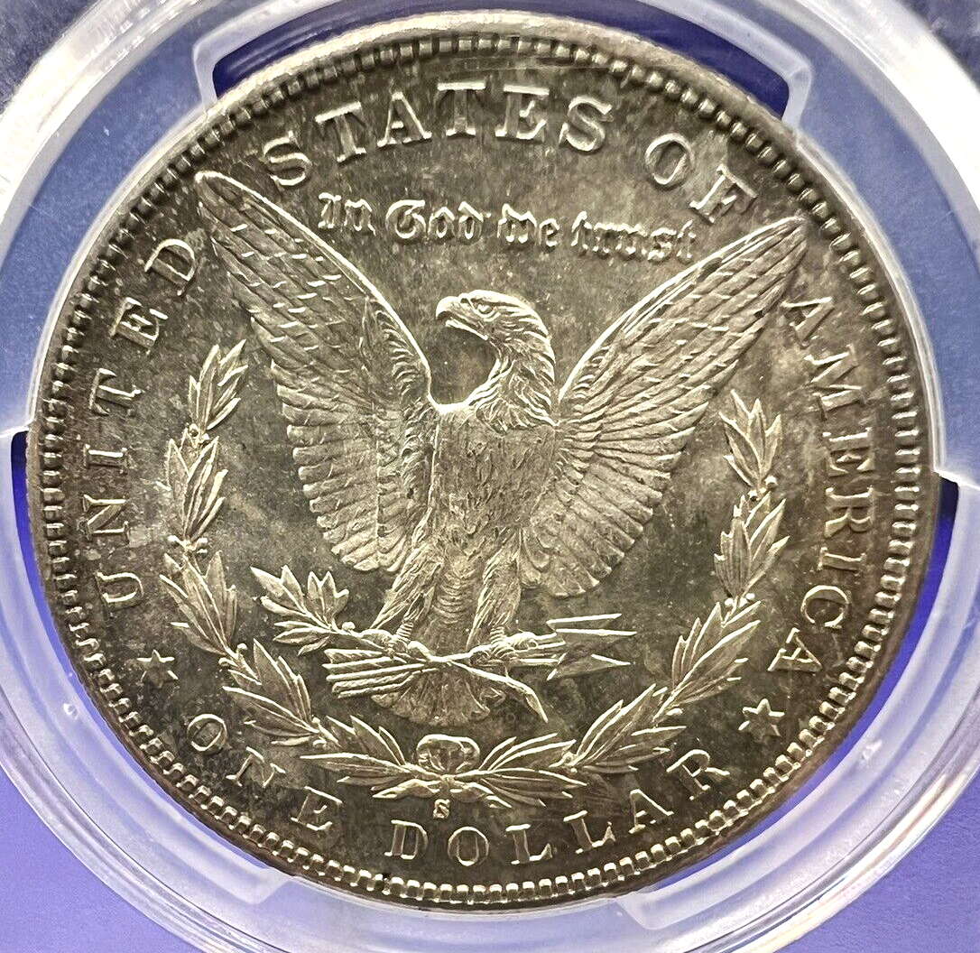MS64 GRADED  1881 -S PCGS Morgan Silver Dollar Toned Slight Iridescence