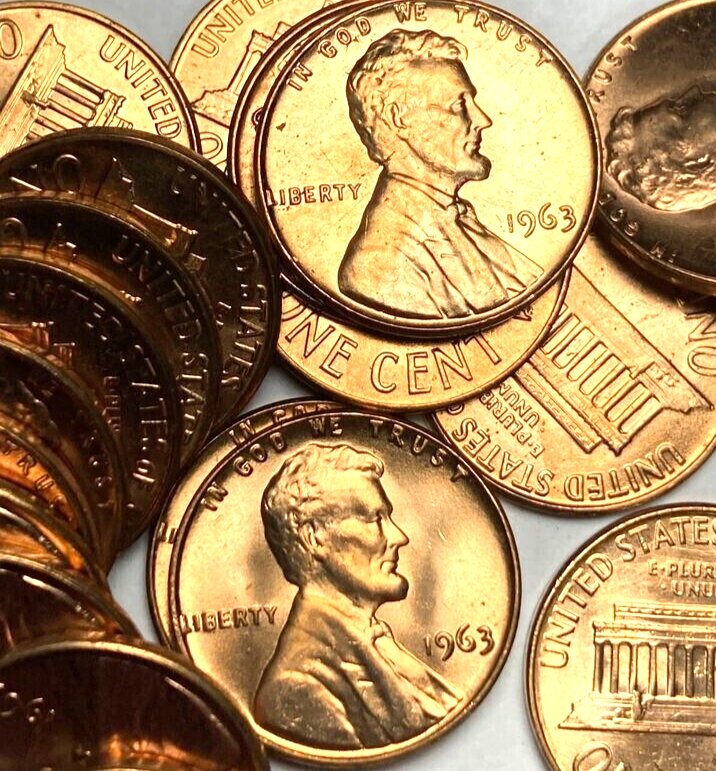 ✅ 1963-P BU GEM BRILLIANT UNCIRCULATED Lincoln Memorial Cent From OBW Bank Coin