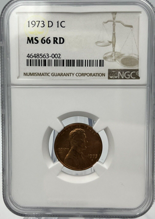 ✅ 1973 D Lincoln Memorial Cent NGC MS 66 RD Scales Label ✅