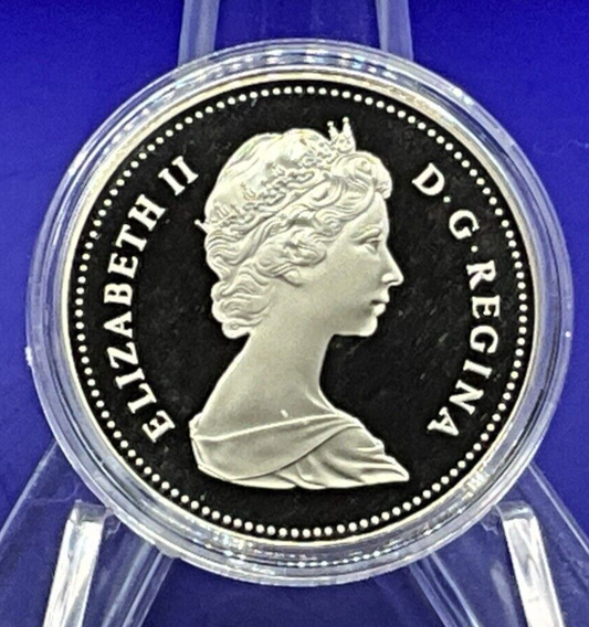 1982 Canada $1 Proof Silver Dollar Cow Skull Parliment w/ OGP & Capsule
