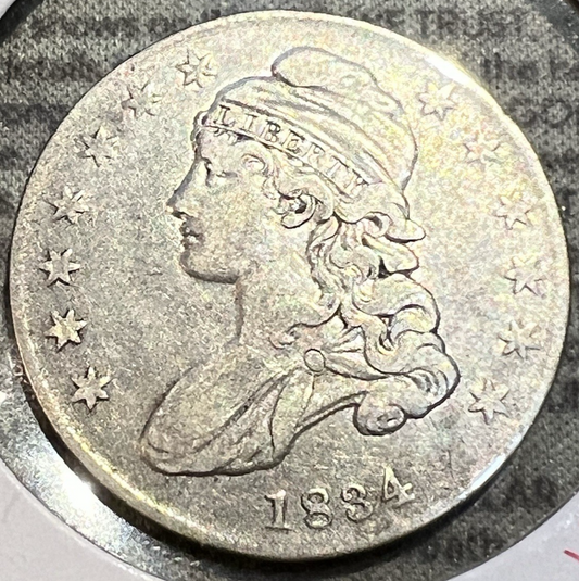 1834 Capped Bust Half Dollar Lettered Edge Small Date Small Letters Sharp  Coin