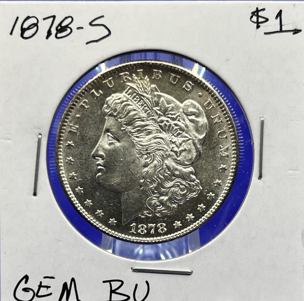 1878-S Morgan 90% Silver Dollar Gem Shiny, Bright, Well Struck Coin 1st Year $1